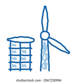 wing of windmill fell away sketch icon vector. Hand drawn blue doodle line art wing of windmill fell away sign. isolated symbol illustration