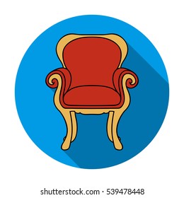Wing-back chair icon in flat style isolated on white background. Furniture and home interior symbol stock vector illustration.