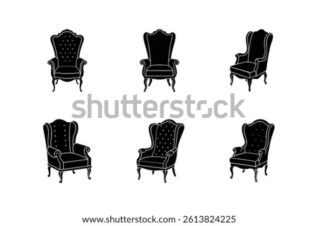 wingback chair icon silhouette vector illustration