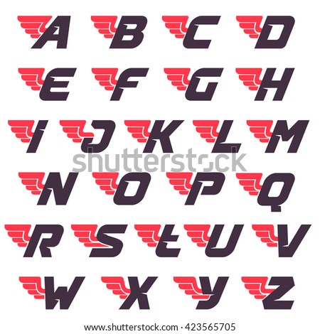 winged alphabet logos design template vector stock vector royalty