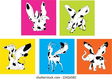 Winged animals are stylized