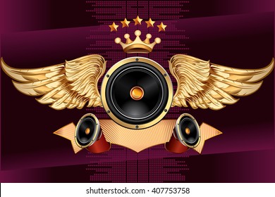 Winged audio speaker emblem