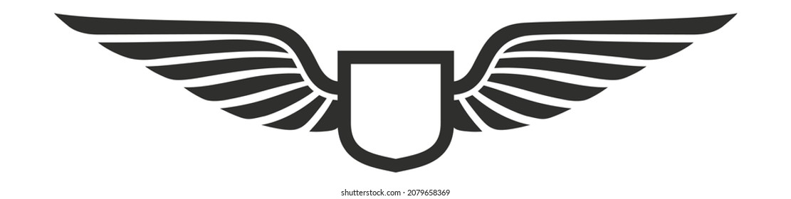 Winged badge. Flight emblem. Logo in vintage style