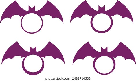 Winged Bat Monogram Silhouete, Black and White,Premium Quality Bat Vector Illustration
#13