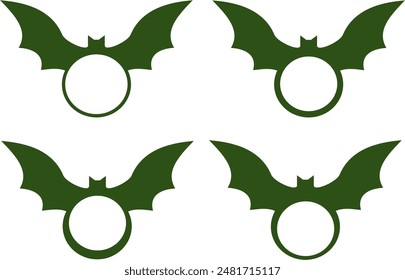 Winged Bat Monogram Silhouete, Black and White,Premium Quality Bat Vector Illustration
#07