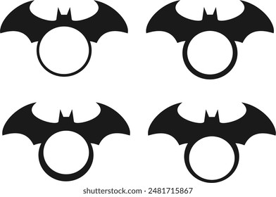 Winged Bat Monogram Silhouete, Black and White,Premium Quality Bat Vector Illustration
#02