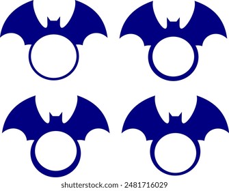 Winged Bat Monogram Silhouete, Black and White,Premium Quality Bat Vector Illustration
#04