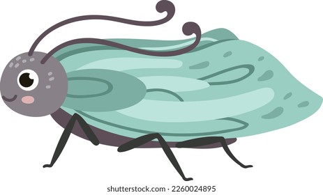 Winged beetle. Funny face bug. Cute animal