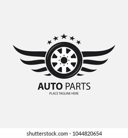 Winged black wheel template on white background