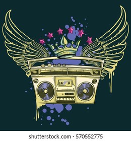 Winged boombox graffiti