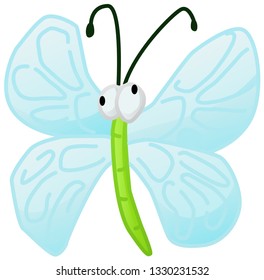 Winged bug cartoon color vector illustration, horizontal, over white, isolated