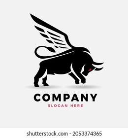 Winged Bull Design Vector Logo