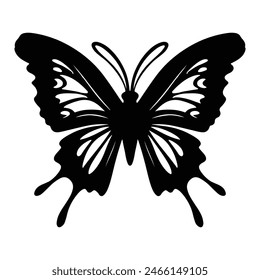 A Winged butterfly with outline thick view Insect butterfly illustration white background