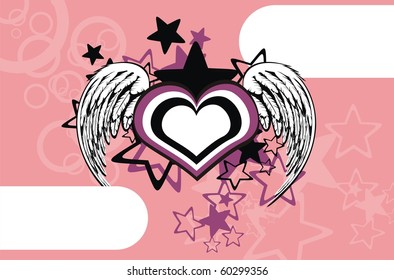 winged cartoon heart wallpaper in vector format very easy to edit
