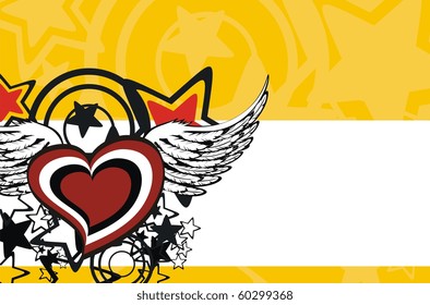 winged cartoon heart wallpaper in vector format very easy to edit