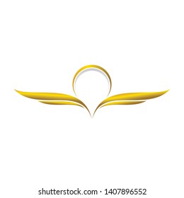 Winged Celestial Golden Swoosh Symbol Design