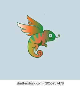 winged Chameleon logo template vector icon illustration.