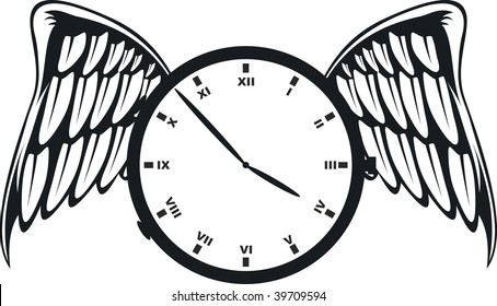 winged clock in vector format