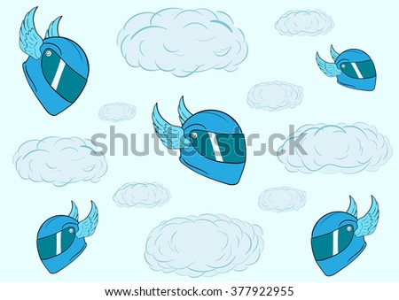 Winged crash helmets in the sky