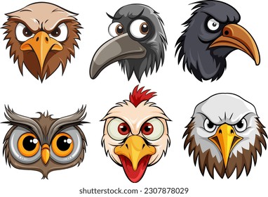 Winged Creatures Cartoon Character Set illustration