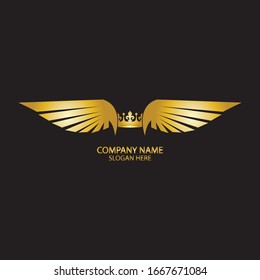 winged crown golden logo / vector illustration.