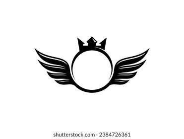 winged crown golden logo vector illustration	
