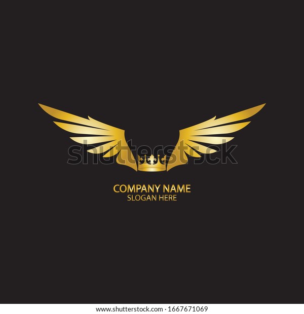 Winged Crown Golden Logo Vector Illustration Stock Vector (Royalty Free ...