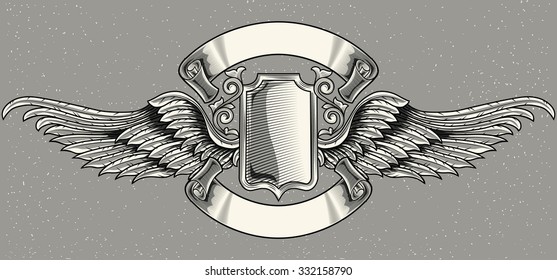 Winged decorative emblem