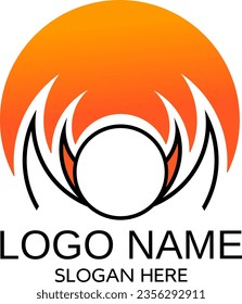 Logo-Illustration des geflügten Teufels mit einer Kombination aus gelben und orangefarbenen Farbtönen