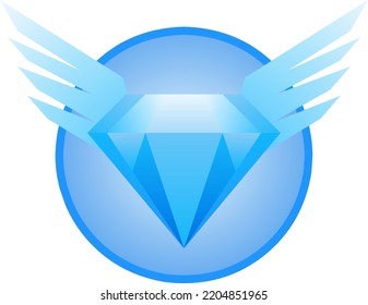 Winged diamond vector illustration for logo, icon, brand, company, business, item,  sign, symbol, item games or games design. Shiny blue winged diamond