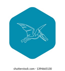 Winged dinosaur icon. Outline illustration of winged dinosaur vector icon for web