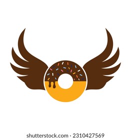 Winged donut template logo design.