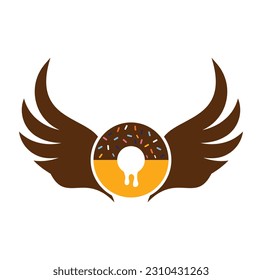 Winged donut template logo design.