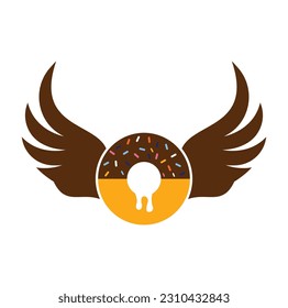 Winged donut template logo design.