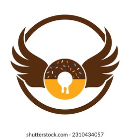 Winged donut template logo design.