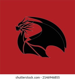 Winged dragon drawing vector illustration