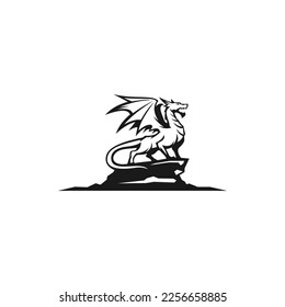 winged dragon illustration vector logo