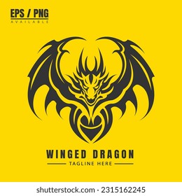 Winged Dragon Logo Vector Design Like Mortal Kombat Symbol PNG Transparent 