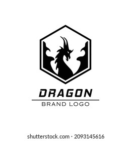 winged dragon polygon logo icon design vector illustration