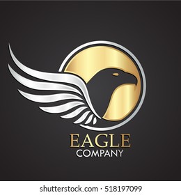 winged eagle bird gold silver logo