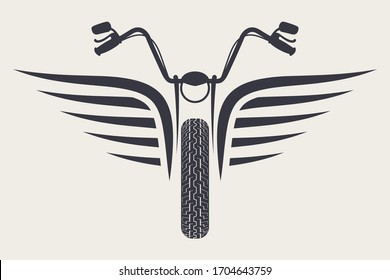 Winged Emblem for a Bikers Club. Bike with Wings. Stylized Motorcycle for T-Shirt Design