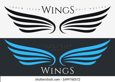 Winged Emblem for Your Company. Wing Silhouette for Heraldry, Tattoo, Logo or Other Symbols