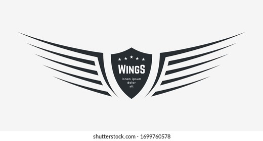 Winged Emblem for Your Company. Wing Silhouette for Heraldry, Tattoo, Logo or Other Symbols