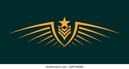 Winged Emblem for Your Company. Wing Silhouette for Heraldry, Tattoo, Logo or Other Symbols