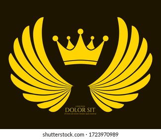 Winged Emblem for Your Company. Wing Silhouette for Heraldry, Tattoo, Logo or Other Symbols