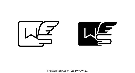 Winged Envelope Mail dual style icon set