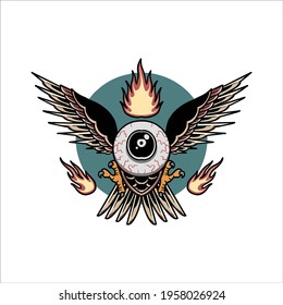 winged eye tattoo vector design