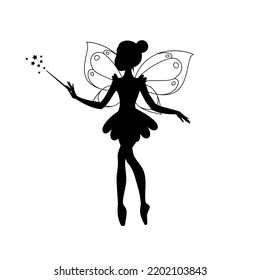 Winged Fairy Silhouette Illustration Ballet Dancing Stock Vector ...
