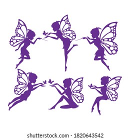 winged fairy silhouette illustration design