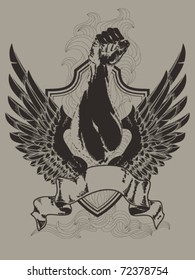 Winged fist crest